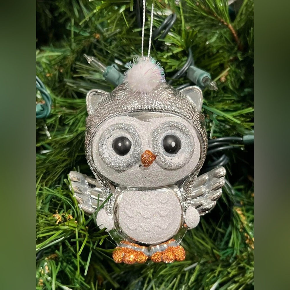 Silver Owl Christmas Ornament Christmas Tree Decoration Holiday Decor Gift